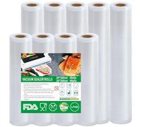 Votoko Sacchetti Sottovuoto Alimenti, 20x300cm(4 Rotoli), 28x300cm(5 Rotoli), Senza BPA, 190 µm, Sacchetti Sottovuoto per Macchina Sottovuoto e Sous Vide Cucina