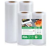 Votoko Sacchetti Sottovuoto Alimenti, 4 Rotoli Sacchetti per Sottovuoto Alimenti 20cmx12m+28cmx12m, Senza BPA, Antistrappo,190 µm, Sacchetti Sottovuoto per Macchina Sottovuoto e Sous Vide Cucina