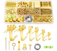 Votoko set di 400 pezzi ganci cornici quadri set, ganci per quadri con filo, anelli a D, ganci a denti di sega e viti per appendere foto, dipinti e quadri in casa o in ufficio (oro)