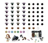 Votoko Set di 60 occhielli di sicurezza per animali all'uncinetto, 16 mm, occhi glitterati con/senza ciglia e naso triangolare da 14 a 18 mm, con scatola di immagazzinaggio, occhi in plastica colorati