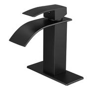 VOTON Rubinetto da bagno a cascata nero opaco, maniglia singola rubinetto lavabo un foro con montaggio a ponte