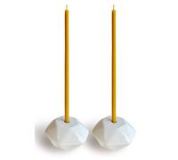 Votprof Set di 2 portacandele piccoli in ceramica bianca per candele coniche sottili, durevoli, design moderno