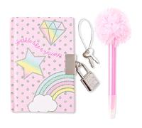 VOTUM Set di diario segreto per ragazze, set di quaderni a righe, regalo scolastico per ragazze (unicorni diamantati)