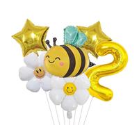 Votvlog 6 pezzi decorazione compleanno palloncini compleanno 2 anni con ape, margherite, ape, palloncino in alluminio per 2° compleanno, decorazione 2° compleanno, decorazione per torte e feste