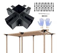 VoTwoofv Kit di staffe per pergola, 4 x 4,5 vie, a forma di croce, kit per pergola per travi in legno (effettivo: 8,9 x 8,9 cm) gazebo da esterno, pergole da patio, capanne di tronchi (1 confezione)