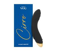 VOU Cirro Vibratore donna luxury - Vibratore vaginale ricurvo in silicone a coste con decorazioni dorate - Vibratore punto G con 7 modalità di vibrazione - nero