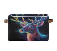 voucong 1 confezione di cestini portaoggetti con pittura ad acquerello con cervi, pieghevoli e impermeabili per organizzare con manico robusto roba da campeggio per scaffale