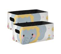 voucong 2 contenitori a forma di cubi di elefanti del circo grigi in stile cartone animato, robusti, organizer per armadi, scaffali e libri
