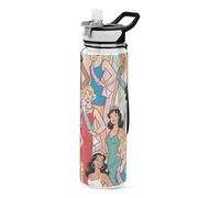 voucong 32 once Miss Beautiful World Cartoon Sport Bottiglie d'acqua Tritan Non-BPA non tossico brocche d'acqua per bere per camminare portatile
