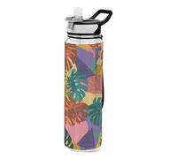 voucong 32oz Colorful Tropical Leaves Astratto Slim Bottiglia di Acqua Tritan No BPA non tossico Plastica Bottiglie di Acqua per All'aperto