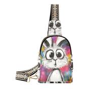 voucong Alla moda Cartoon Rabbit Art Painting borse a tracolla zaino leggero per le donne per l'escursionismo, Pittura di arte del coniglio del, 1 size