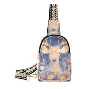 voucong Alla moda Misterioso Carino Cervo Marrone con Fiori Margherita borse per ragazze moda piccole borse per le donne per il pacchetto di giorno, Misterioso cervo marrone carino con fiori