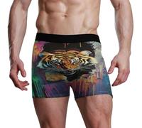 voucong Animal Tigers Breaking Through The Wall Boxer da uomo intimo intimo boxer da uomo, Tigri animali che sfondano il muro, L