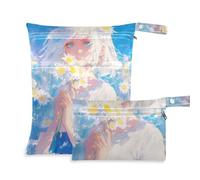 voucong Anime Girls Lemon Yellow Daisies Borse riutilizzabili per pannolini, confezione da 2 pezzi essenziali da viaggio per neonati con manici per palestra
