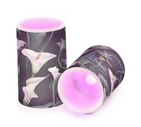 voucong Art Calla Lily Flower Green and White Flickering Battery Candle Electronic Lights for Men Small Battery Operated Led for Window Set di 2 pezzi