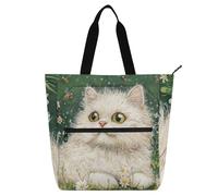 voucong Art Selkirk Rex Cats verde Kids Book Tote per bambini donne uomini borsa impermeabile scuola spiaggia borsa shopping bag con cerniera per scuola e tempo di gioco