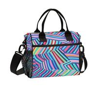 voucong Art Stripe Colorful Lunch Bag con tracolla Grande borsa termica pranzo per infermiere lavoro