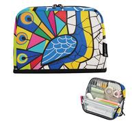 voucong Astuccio organizer per matite di grande capacità borse per il trucco sottile per ragazzi forniture per la scuola superiore arte geometrica frammento pittura pavone
