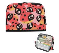 voucong Astuccio organizer per matite grande capacità borsa per il trucco con cerniera per gli uomini asilo cartone animato carino rosso