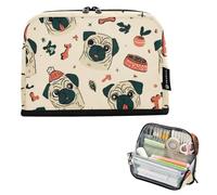 voucong Astuccio organizer per trucchi di grande capacità, espandibile, per uomini, materiale scolastico, stile schizzo, carino, cartoni animati, cani