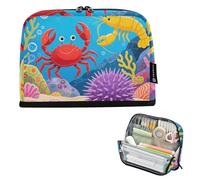 voucong Astuccio portamatite, grande capacità, multiuso, per infermieri, materiale scolastico, animali marini, oceano, mare, blu
