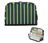 voucong - Astuccio portapenne di grande capacità, grande capacità, per bambini, asilo, nero, verde, a righe semplici