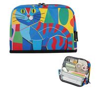 Voucong Astuccio portapenne di grande capacità, grande capacità, per donne, scuola, arte geometrica, frammenti, pittura, gatto