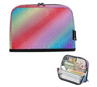voucong Astuccio portapenne grande capacità, ad alta capacità, per insegnanti, scuola superiore, arcobaleno sfumato con glitter