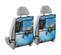 voucong Auto tartaruga pesce cartone animato animali marini con tablet contiene 2 Pack Car Organizer sedile posteriore Kid Kick Mat con tasca