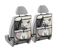 voucong Bambini Sedile Posteriore Pittura di Arte Del Fumetto Gatto Per Tablet 2 Pack Car Organizer Sedile Posteriore Kid Auto Kick Mat