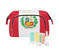 voucong Beauty Bags Essentials - Portamonete da donna, per articoli da toeletta, borsa da viaggio, con bandiera del Perù
