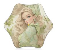 voucong Bella principessa bionda rosa bianca ombrello antivento da viaggio pioggia ombrello con striscia riflettente a prova di pizzico per ragazze ragazzi bambini bambini