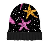 voucong Berretto nero a forma di stella marina del fumetto unico cappello lavorato a maglia da donna elegante per camminare sulle ciaspole