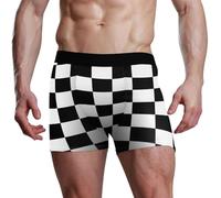 voucong Biancheria intima corrente del pugile degli uomini del modello a scacchi bianchi e neri per gli uomini, Motivo a scacchi bianchi e neri, S