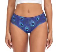 voucong Biancheria intima della donna della piuma del pavone blu della biancheria intima della donna per la biancheria intima di usura quotidiana, Piuma di pavone blu, XXL