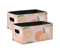 voucong Bidoni artistici estivi per riporre cubi di frutta e pompelmo rosa, confezione da 2 pezzi, per armadio, scaffale, comò
