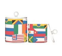 voucong Bidoni colorati in plastica trasparente con bandiera nazionale dei cartoni animati per riporre con coperchio Elementi essenziali per il bagno Contenitori decorativi s Confezione da 2