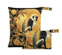 voucong Black Boho Style Monkey prop1 - Borsa per vestiti bagnati, confezione da 2, essenziale da viaggio per bambini, con manici, per la spiaggia