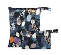 voucong Black Digital Art Leopard Print Wet Dry Bag impermeabile 2 Pack Travel Essentials per volare con manici per fare il bagno