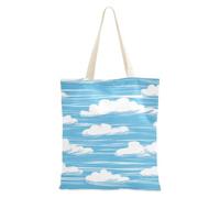 voucong Blu cielo e bianco puro motivo a righe Doodle Art Canvas Totes per le donne per le donne con tasche con manici Borsa di tela riutilizzabile Tote Bag Bulk Hostess Regali
