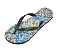 voucong Blu e oro barocco vintage fiori gomma donna infradito sandali impermeabili da donna per matrimonio (prop1), Fiori Vintage Barocchi Blu e Oro, X-Large