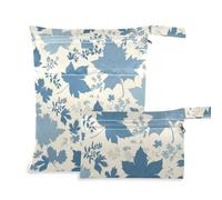 voucong Blu Elegante Romantico Foglia d'Acero Lavabile Dry Borse Impermeabili 2 Pack Wet Bag per Costume da Bagno con Manici per Scenario