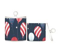 voucong Blu navy Star Balloon Stati Uniti plastica trasparente Food Organizer con coperchio Office Essentials decorativo vaso di stoccaggio filo interdentale cotone pad confezione da 2