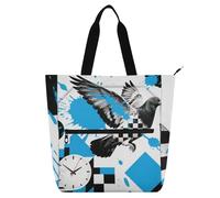 voucong Blu-nero Peace Doves Kid Tote Bag per bambini studenti adulti grande borsa riutilizzabile per la spesa borsa da spiaggia con cerniera per la scuola shopping drogheria