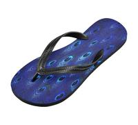 voucong Blu Piuma di pavone infradito in gomma per le donne Quick-Dry donne flip per yoga (prop1), Piuma di pavone blu, Large