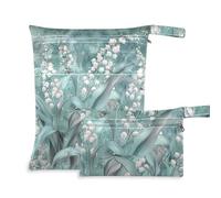 voucong Boho Lily of Valley, borsa per pannolini lavabili, motivo floreale, confezione da 2, essenziale da viaggio per bambini, con manici per palestra