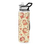 voucong Borraccia da 32 once con scimmia anime, San Valentino, cartone animato, per bere Tritan non BPA non tossico, in plastica, borraccia sportiva per campeggio portatile