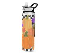 voucong Borraccia da 907,2 g Hello Fall Autumn Pumpkin a quadri scozzese Tritan Free BPA non tossica bottiglie d'acqua in plastica riutilizzabile per campeggio portatile
