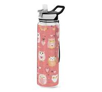 voucong Borraccia in plastica Tritan a prova di perdite e priva di BPA, non tossica, da 907,2 g, motivo: gufo e anime, per San Valentino, per campeggio, lavabile