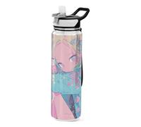 voucong Borraccia sottile da 907 ml con gufo colorato e anime, con cannuccia, in Tritan, non BPA, atossica, per palestra e palestra, lavabile